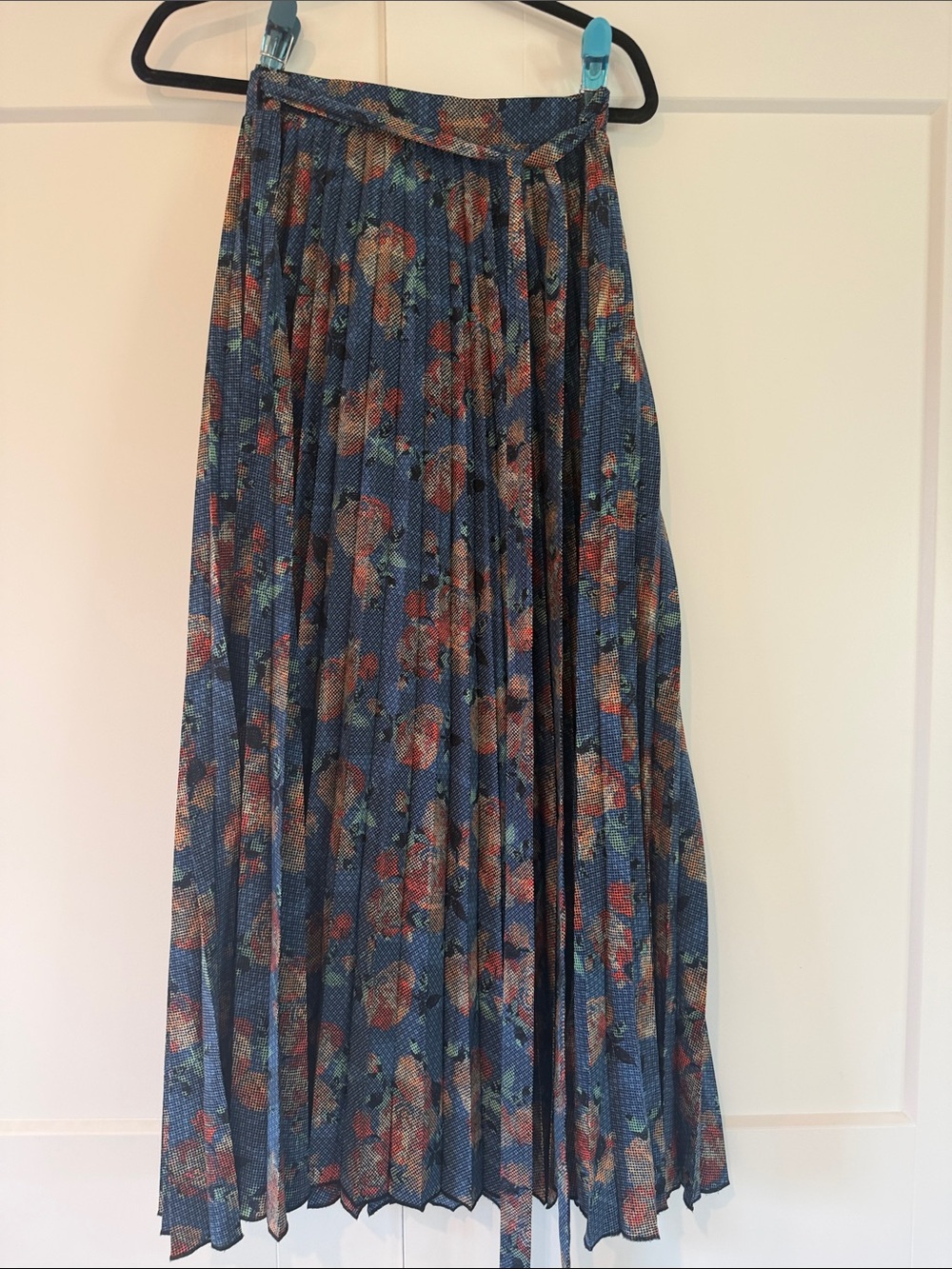 LuLaRoe Blue Floral Pleated Maxi Skirt